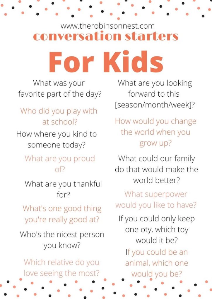 Start the fun and break the ice 14 conversation starters for kids